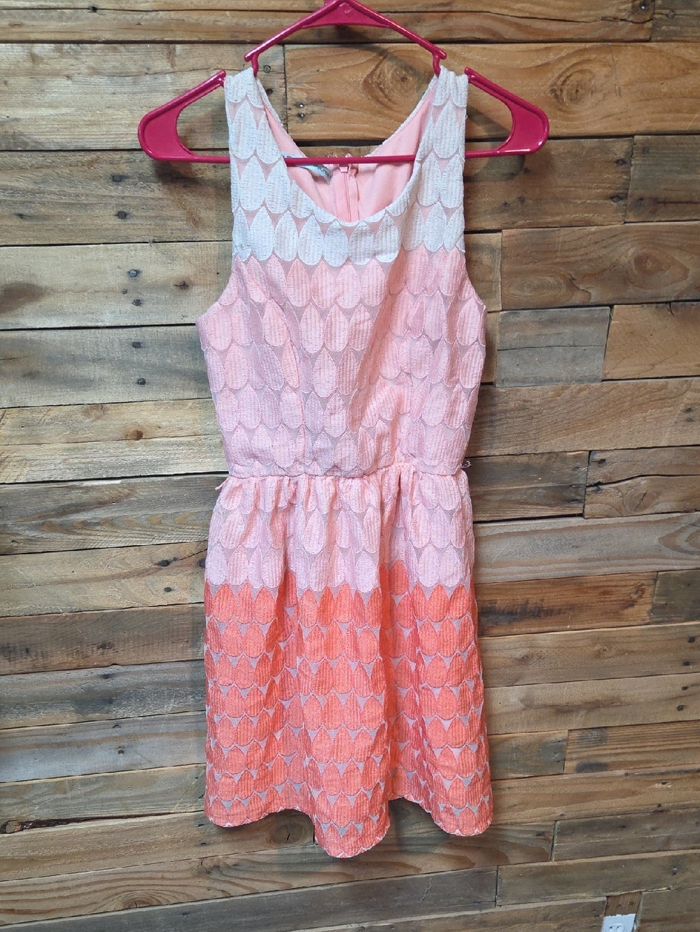 Maurices Pink and Coral Ombre Lace Casual Dress